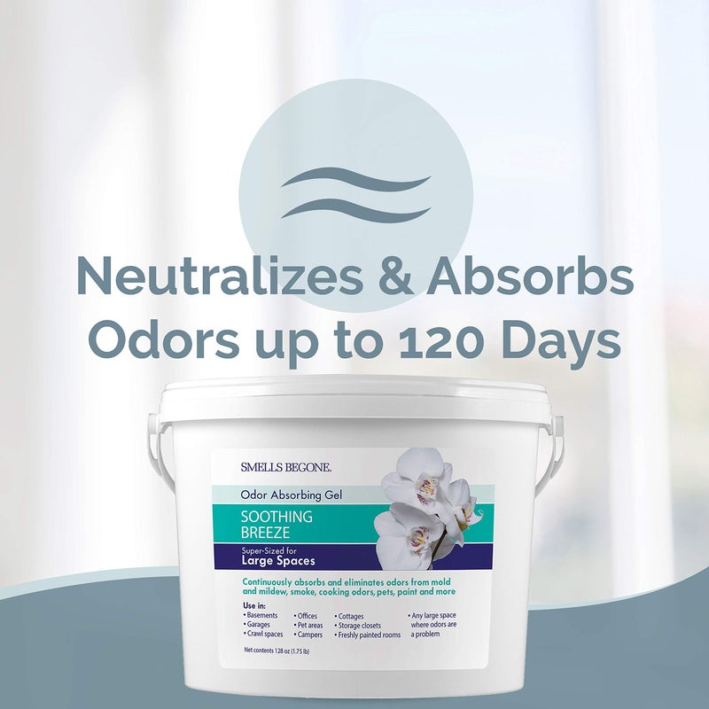 SMELLS BEGONE 1-Gallon Gel Odor Eliminator â€“ High-Capacity, Long-Lasting Absorber for Large Basements, Garages, Workshops & Commercial Areas â€“ Removes Tough Odors with Essential Oils (Soothing Breeze) - Image 3
